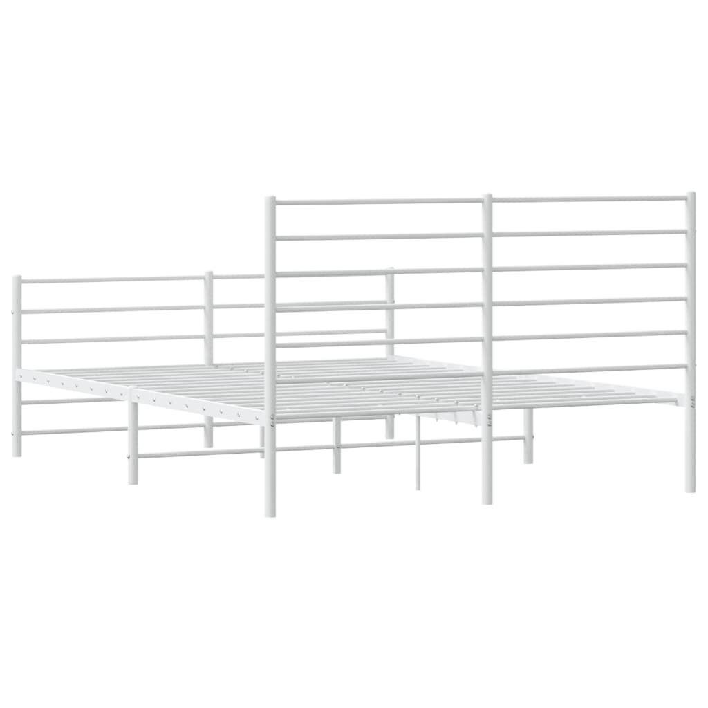 vidaXL Metal Bed Frame without Mattress with Footboard White 135x190cm