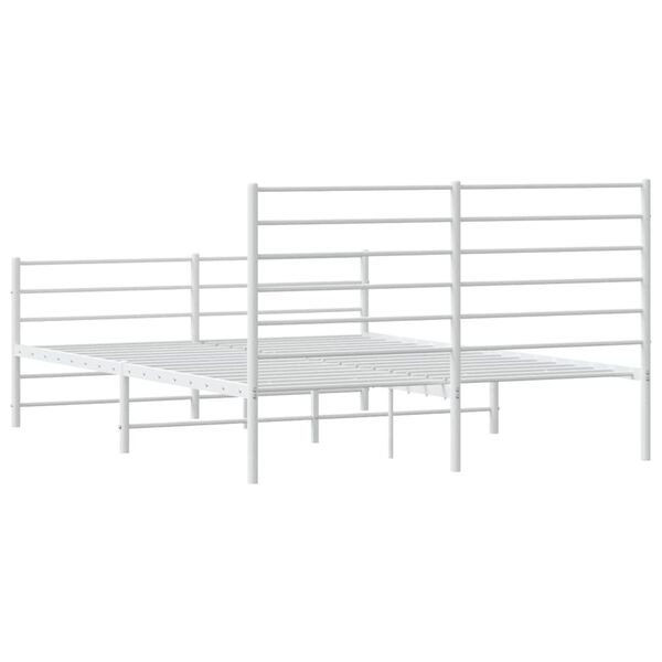 vidaXL Metal Bed Frame without Mattress with Footboard White 135x190cm