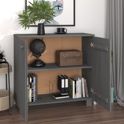 vidaXL Sideboard HAMAR Dark Grey 85x35x80 cm Solid Wood Pine