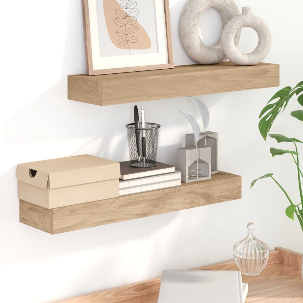 vidaXL Wall Shelves 2 pcs 60x15x4 cm Solid Wood Teak