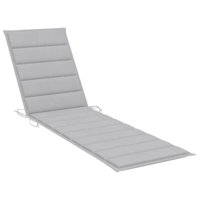 vidaXL Sun Lounger with Table and Cushion Solid Teak Wood