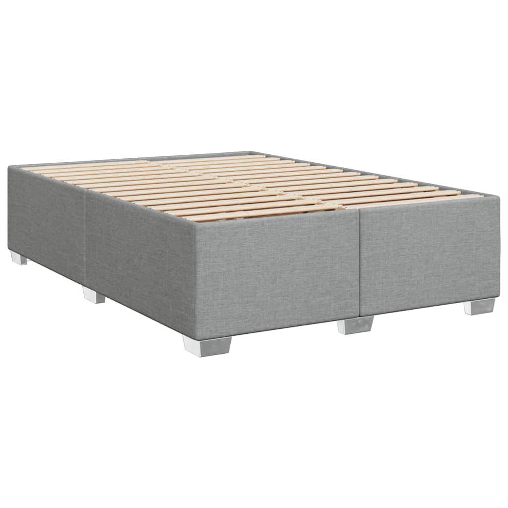 vidaXL Box Spring Bed with Mattress Light Grey Queen Fabric