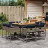 vidaXL 9 Piece Garden Dining Set with Cushions Grey Poly Rattan