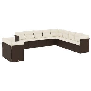 vidaXL 11 Piece Garden Sofa Set with Cushions Brown Poly Rattan
