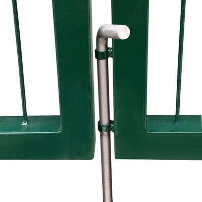 vidaXL Garden Fence Gate with Posts 350x140 cm Steel Green