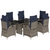 vidaXL 9 Piece Garden Dining Set with Cushions Grey Poly Rattan