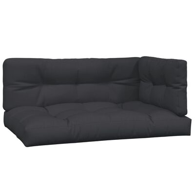 vidaXL Pallet Cushions 3 pcs Black Fabric