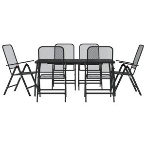 vidaXL 7 Piece Garden Dining Set Anthracite Metal Mesh