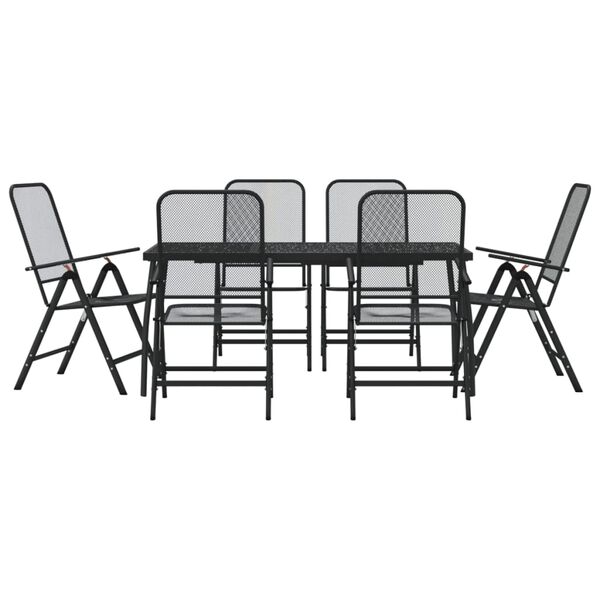 vidaXL 7 Piece Garden Dining Set Anthracite Metal Mesh