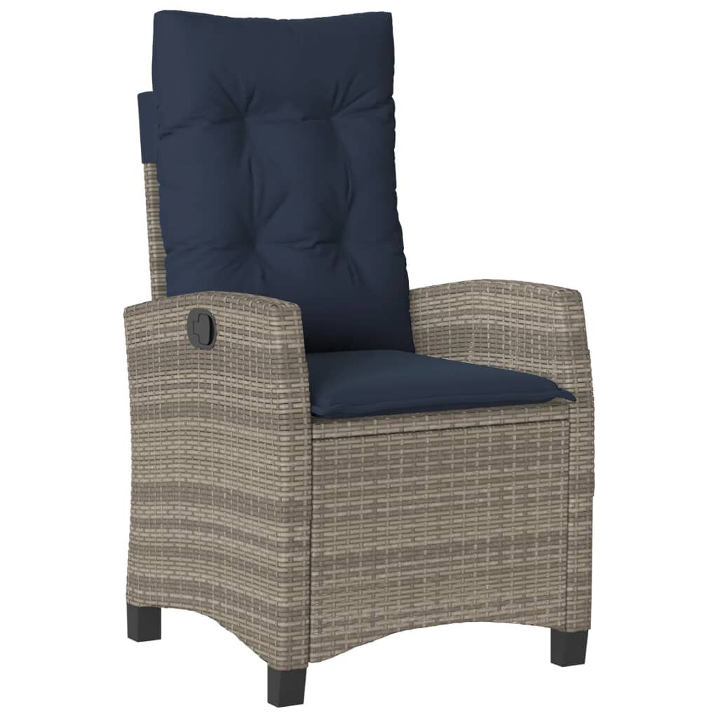 vidaXL 3 Piece Garden Dining Set with Cushions Grey Poly Rattan