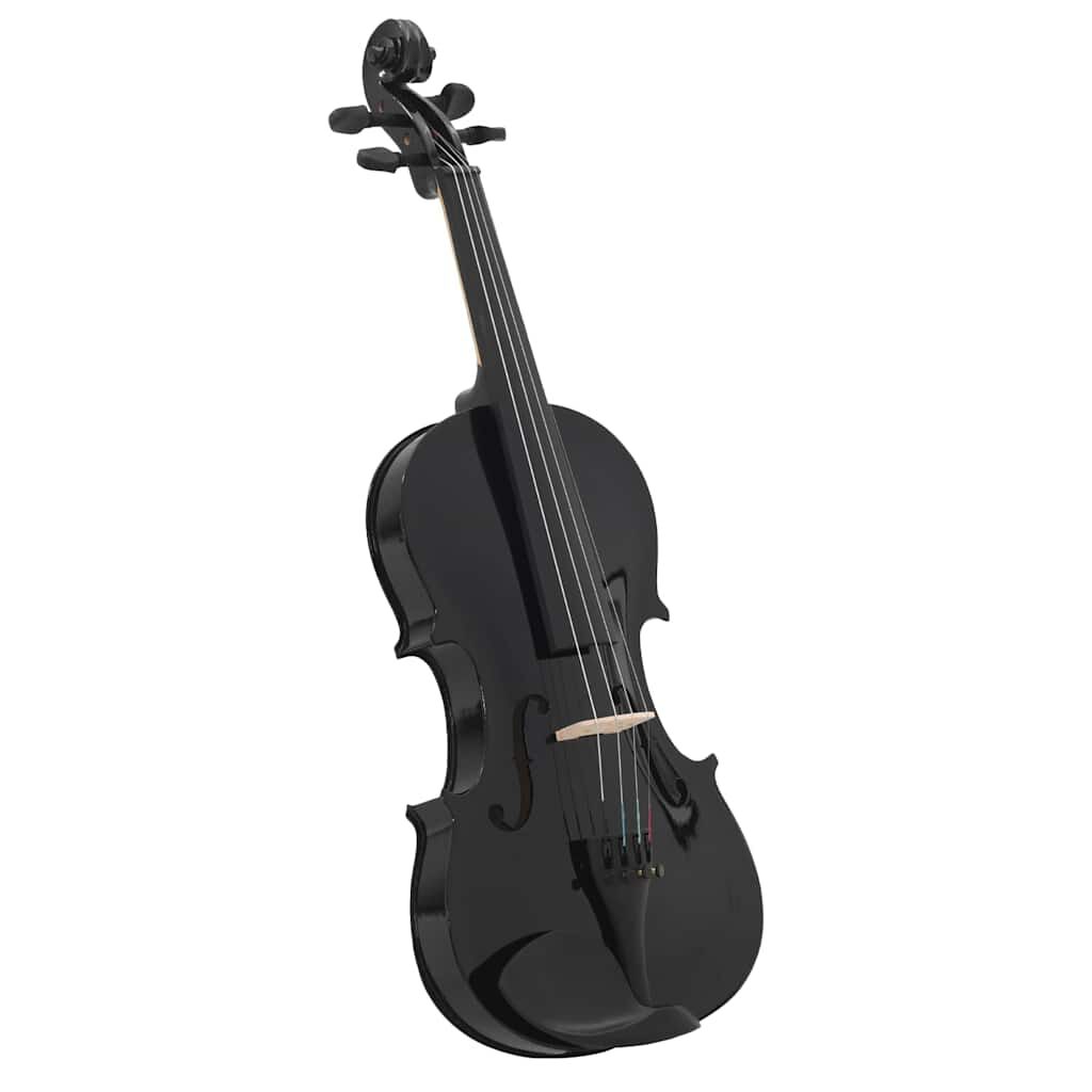 vidaXL Violin Full Set with Bow and Chin Rest Black 4/4