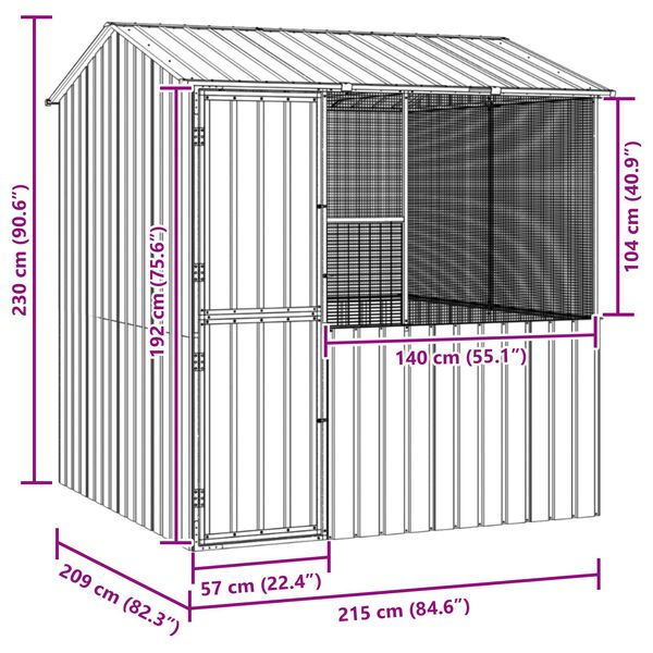 vidaXL Bird Cage Anthracite215x78x200 cm Galvanised Steel