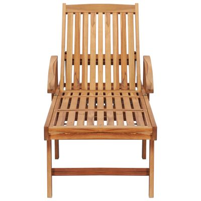 vidaXL Sun Lounger with Table and Cushion Solid Teak Wood