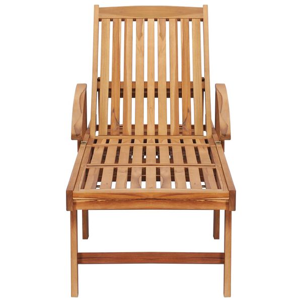vidaXL Sun Lounger with Table and Cushion Solid Teak Wood