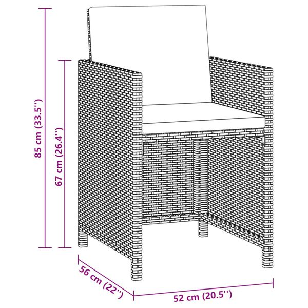 vidaXL 3 Piece Garden Dining Set with Cushions Poly Rattan Beige