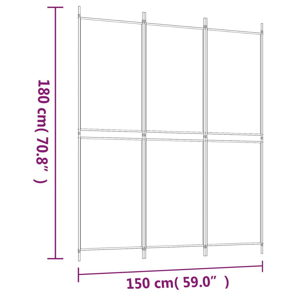 vidaXL 3-Panel Room Divider Anthracite 150x180 cm Fabric