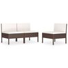 vidaXL Garden Chairs 3 pcs with Cushions Poly Rattan Brown