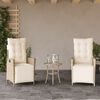 vidaXL Reclining Garden Chairs 2 pcs with Footrest Beige Poly Rattan