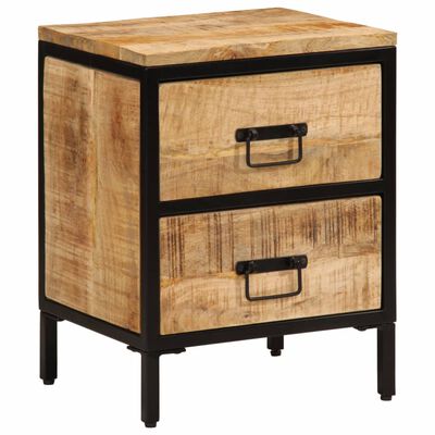 vidaXL Bed Cabinet with 2 Drawers 40x35x53 cm Solid Rough Wood Mango