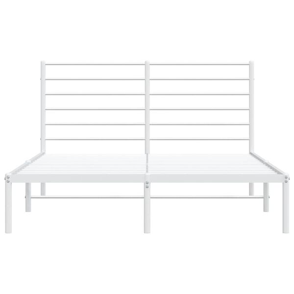 vidaXL Metal Bed Frame without Mattress with Headboard White 135x190cm