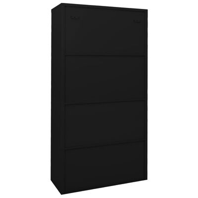 vidaXL Office Cabinet with Sliding Door Black 90x40x180 cm Steel