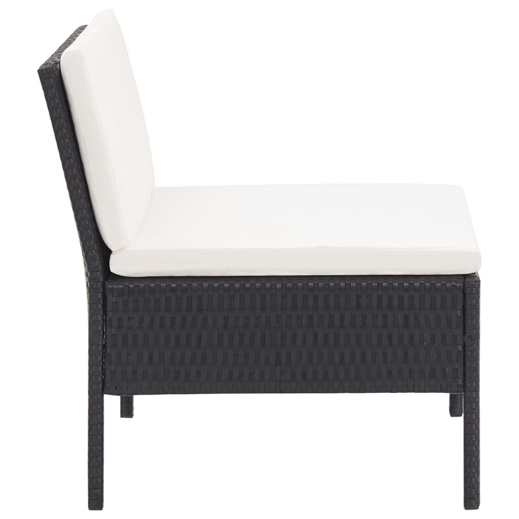 vidaXL 3 Piece Garden Lounge Set with Cushions Poly Rattan Black