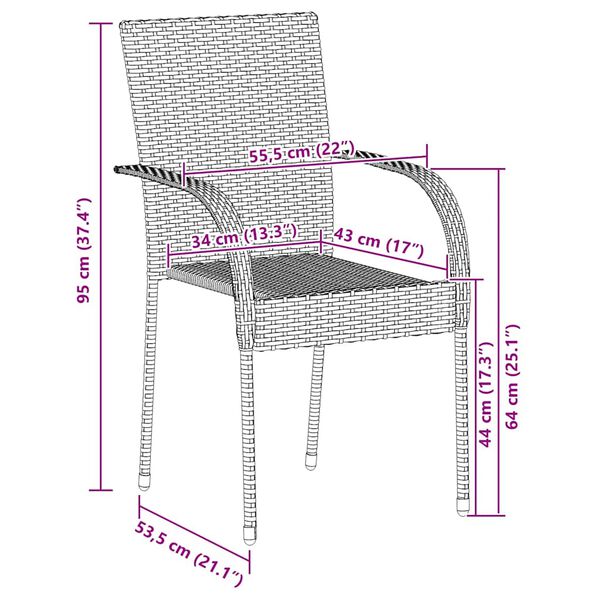 vidaXL Stackable Outdoor Chairs 2 pcs Poly Rattan Brown