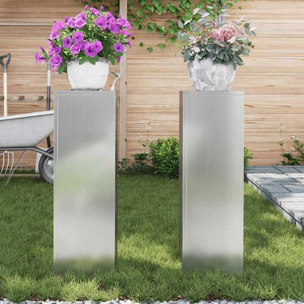 vidaXL Plant Stands 2 pcs Silver 24 x 24 x 75 cm Galvanised steel