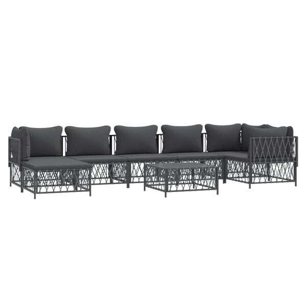 vidaXL 8 Piece Garden Lounge Set with Cushions Anthracite Steel