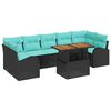 vidaXL Garden Sofa Set with Storage 8 pcs Black Poly rattan