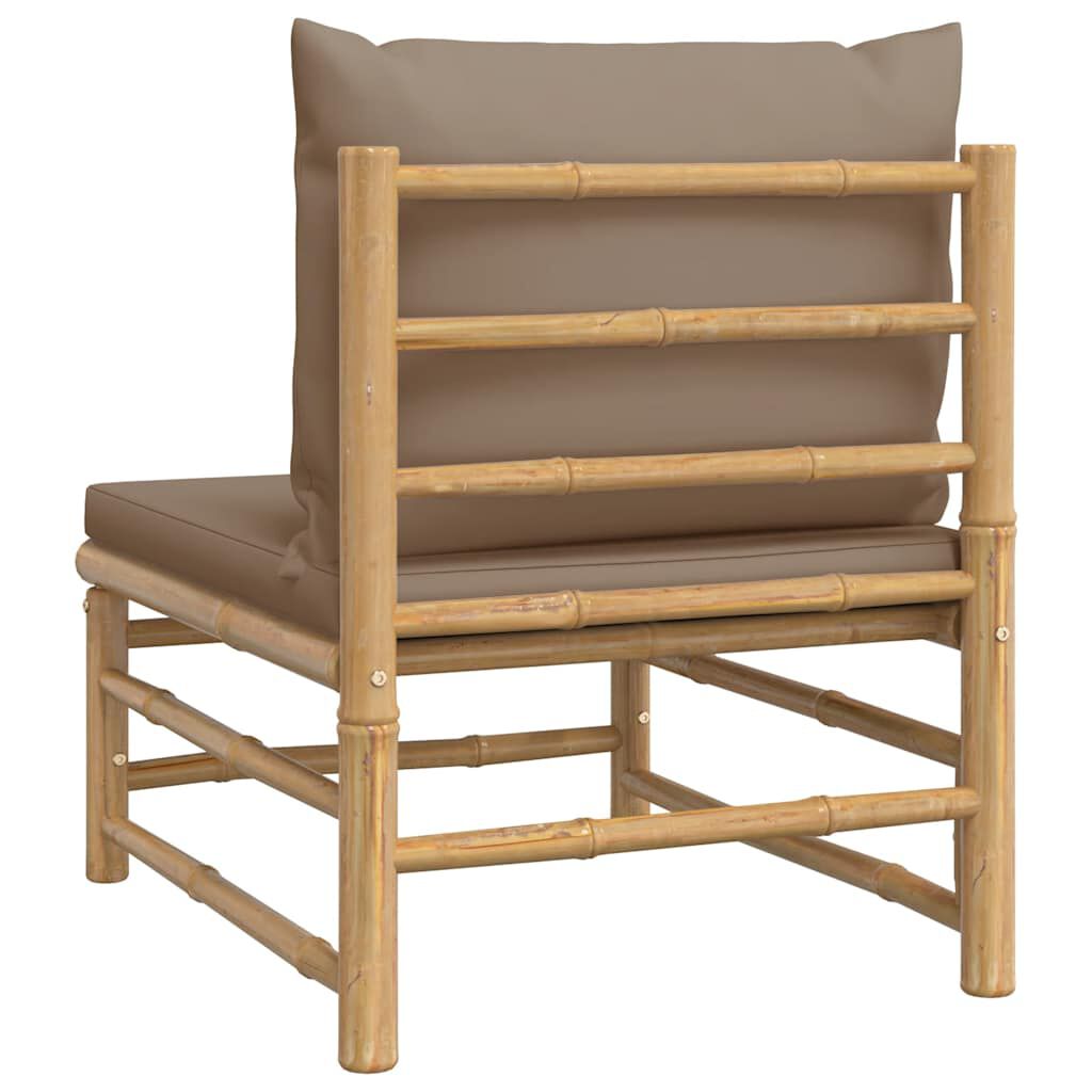 vidaXL Garden Middle Sofa with Taupe Cushions Bamboo