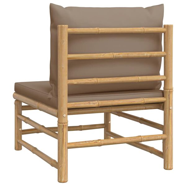 vidaXL Garden Middle Sofa with Taupe Cushions Bamboo