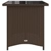 vidaXL Garden Table with Glass Top Brown 110x68x70 cm Poly Rattan