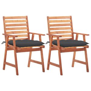 vidaXL Outdoor Dining Chairs 2 pcs with Cushions Solid Acacia Wood