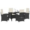 vidaXL Garden Dining Set with Cushion 5 pcs Black Poly Rattan