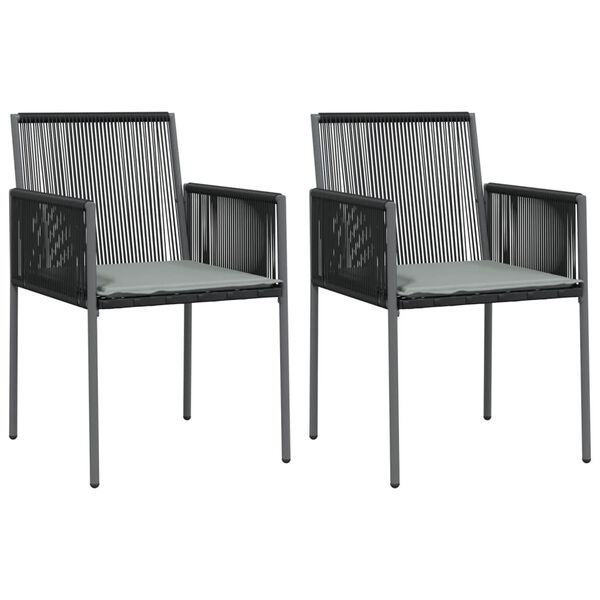vidaXL Garden Chairs with Cushions 2 pcs Black 54x60.5x83.5 cm Poly Rattan