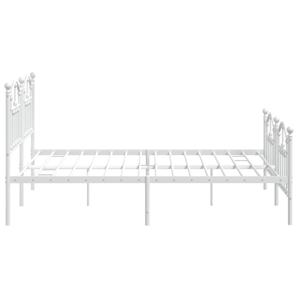 vidaXL Metal Bed Frame without Mattress with Footboard White 183x213cm