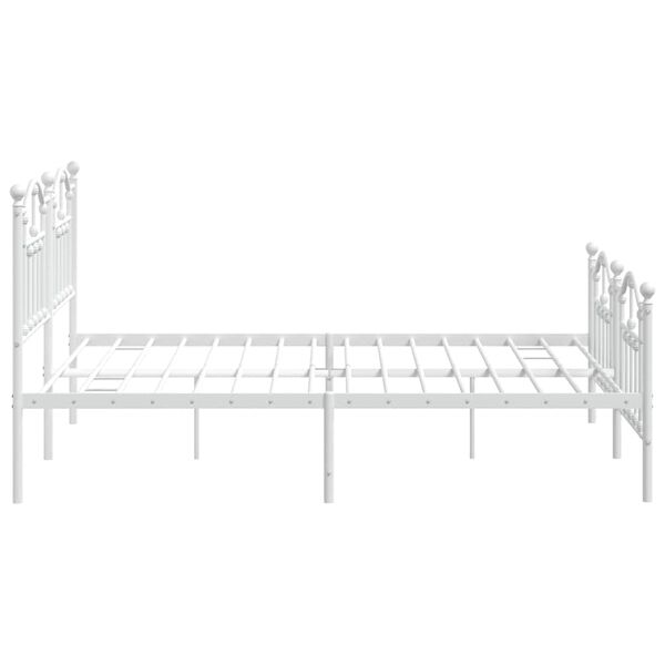 vidaXL Metal Bed Frame without Mattress with Footboard White 183x213cm