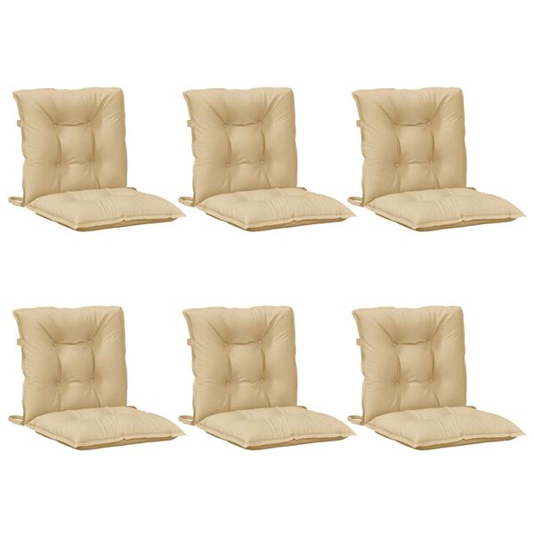 vidaXL Lowback Chair Cushions 6 pcs Melange Beige 100x50x7 cm Fabric