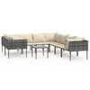 vidaXL 9 Piece Garden Lounge Set with Cushions Grey Poly Rattan