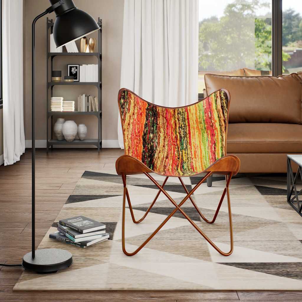 vidaXL Butterfly Chair Multicolour Chindi Fabric