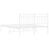 vidaXL Metal Bed Frame without Mattress with Headboard White 135x190cm