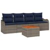 vidaXL Garden Sofa Set with Cushion 5 pcs Grey Poly Rattan