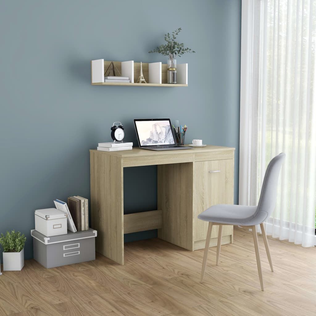 vidaXL Desk Sonoma Oak 100x50x76 cm Engineered Wood