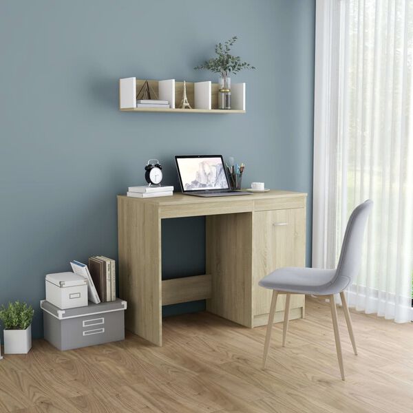 vidaXL Desk Sonoma Oak 100x50x76 cm Engineered Wood