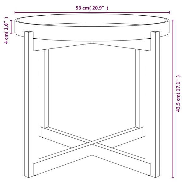 vidaXL Coffee Table White 53x53x43.5cm Engineered Wood&Solid Wood Pine