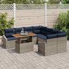 vidaXL Garden Dining Set with Cushion 9 pcs Grey and Navy