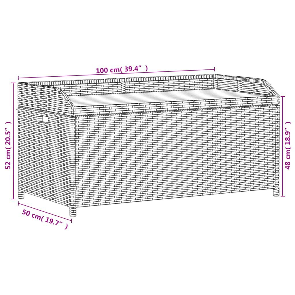 vidaXL Storage Bench Mix Beige 100x50x52 cm Poly Rattan and Acacia Wood
