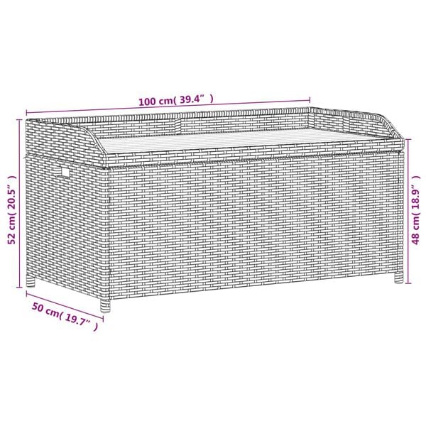 vidaXL Storage Bench Mix Beige 100x50x52 cm Poly Rattan and Acacia Wood