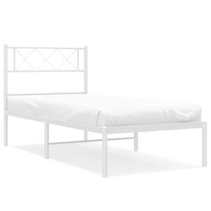 vidaXL Metal Bed Frame without Mattress with Headboard White 100x190cm
